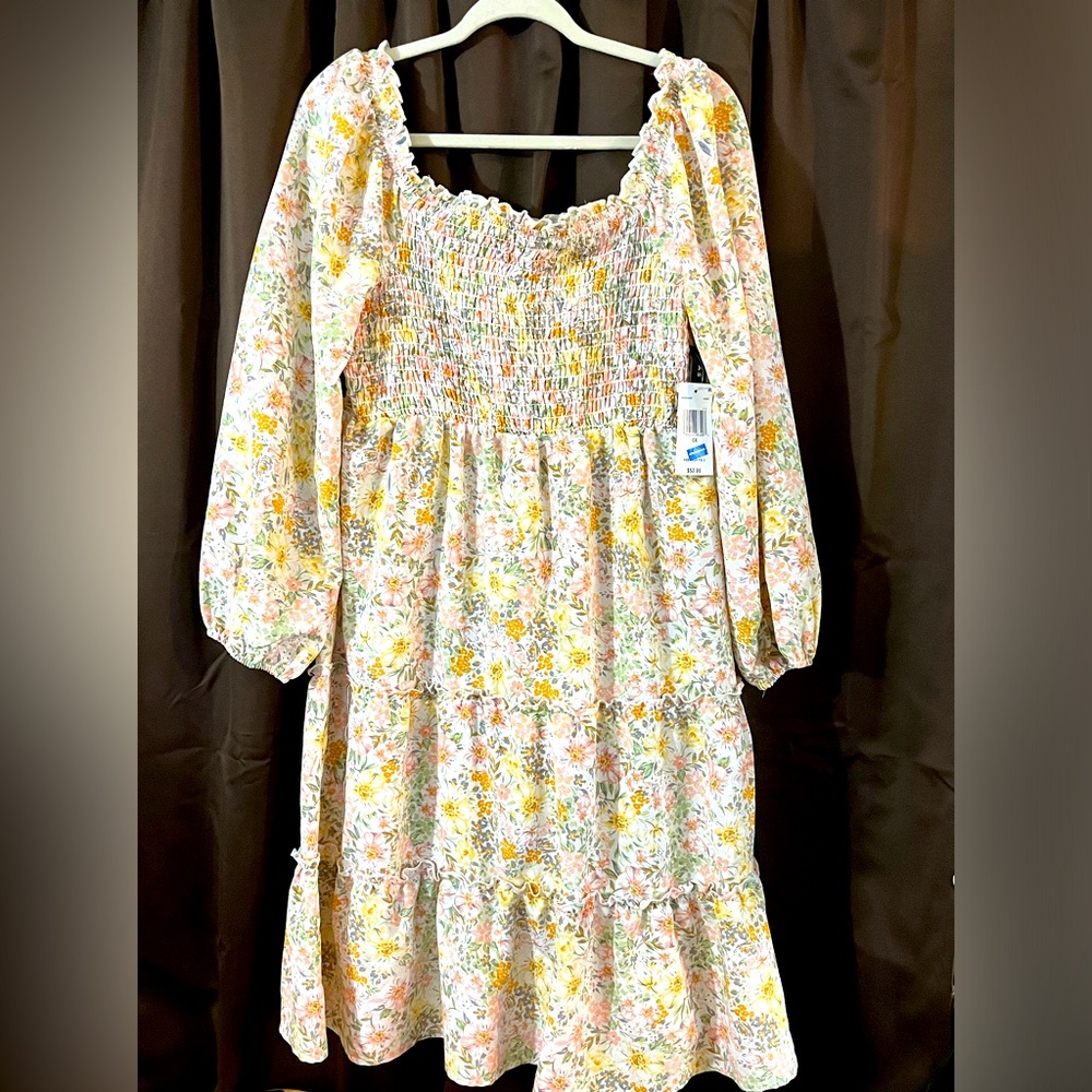 Ladies As U Wish Dress,Size OX,Beautiful floral print in yellow & pink,very cute